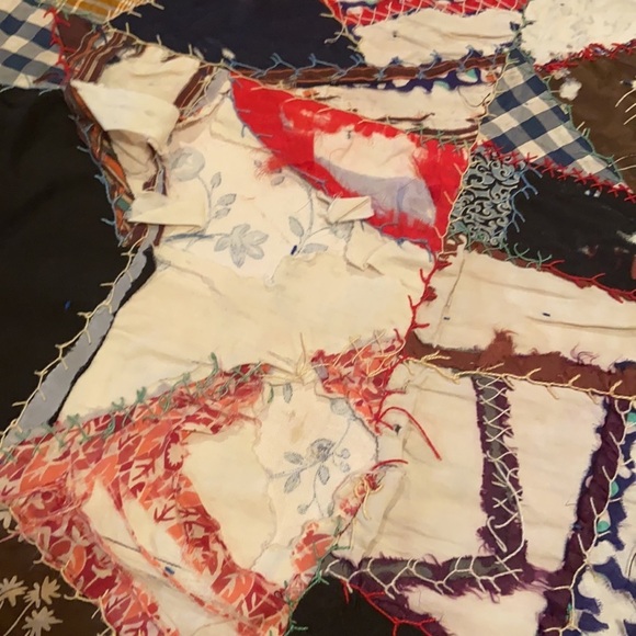 OLD ANTIQUE VINTAGE Crazy Quilt Pieced Farmhouse - Picture 13 of 16